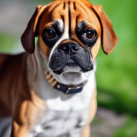 Adorable Puggle Sitting Up And Looking At The Camera